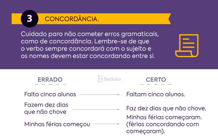dicas deredação concordância