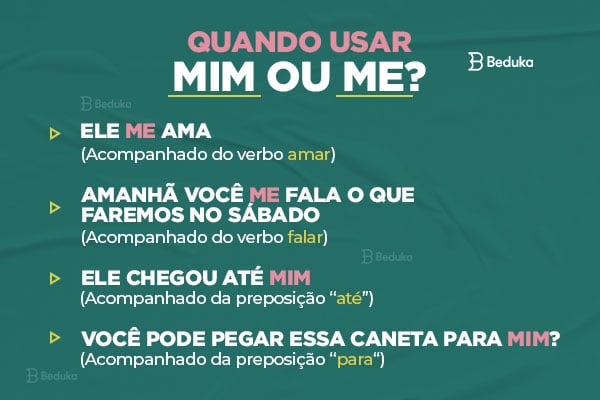 Mim ou me? Veja exemplos de quando usar cada um
