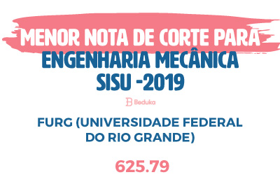 Menor nota de corte para Engenharia Mecânica - Sisu 2019