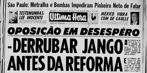 Resumo da ditadura militar no Brasil em manchete de jornal contra Jango