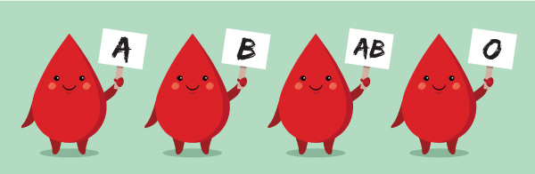 tipos sanguineos A, B, AB e O
