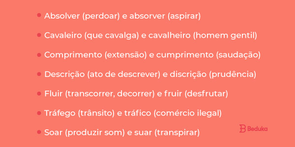 Parônimos e homônimos. Definição de parônimos e homônimos