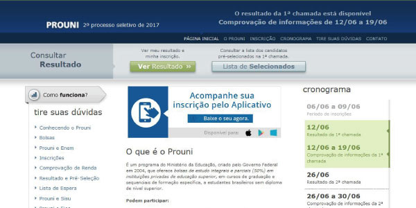 Resultado do Prouni passo a passo