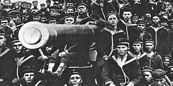 representação da revolta da chibata, com marinheiros