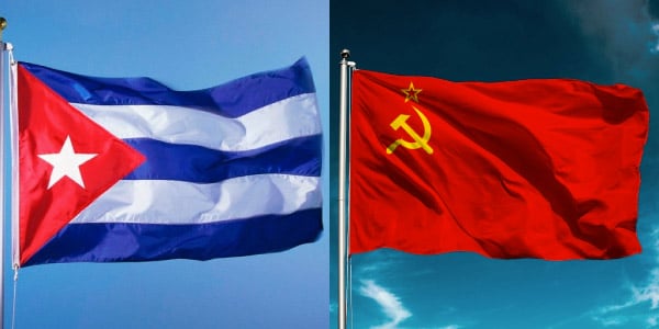 Bandeira Cubana e Bandeira Soviética