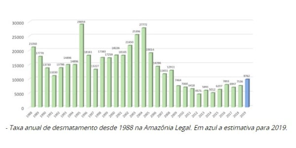 Gráfico de Desmatamento da Floresta Amazônica