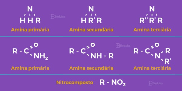 Exemplos-e-imagens-e-fórmula-estrutural-do-grupo-funcional-das-funções-nitrogenadas-amina-primária-secundária-e-terciária-amida-primária-secundária-e-terciária-nitrocomposto-1