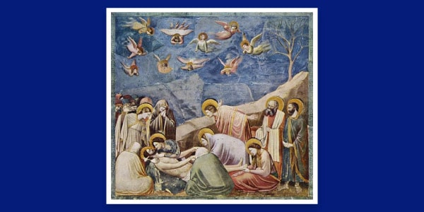 Pintura A Lamentação obra renascentista de Giotto di Bondone