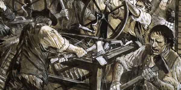 escultura-de-trabalhadores-quebrando-máqina-influencia-de-ned-ludd-e-o-movimento-do-ludismo