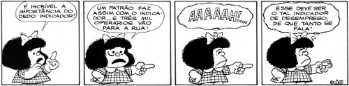 tirinha da mafalda sobre denotação e conotação