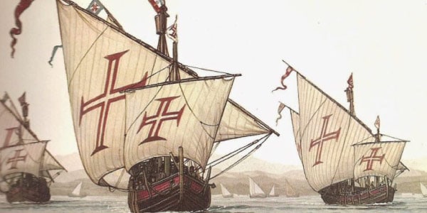 Chegada-dos-portuguess-ao-brasil.-navegavam-em-suas-caravelas-com-a-cruz-de-malta-nas-grandes-navegaçoes