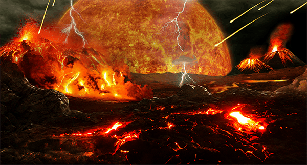 era-geológica-do-hadeano-terra-primitiva-em-fomração-com-lavas-e-vulcoes