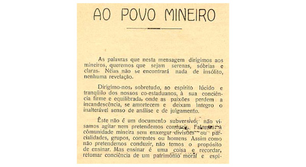 imagem-do-documento-do-manifesto-dos-mineiros-no-periodo-da-redemocratizaçao-do-brasil-no-ano-de-1945-apos-o-governo-de-getuio-vargas