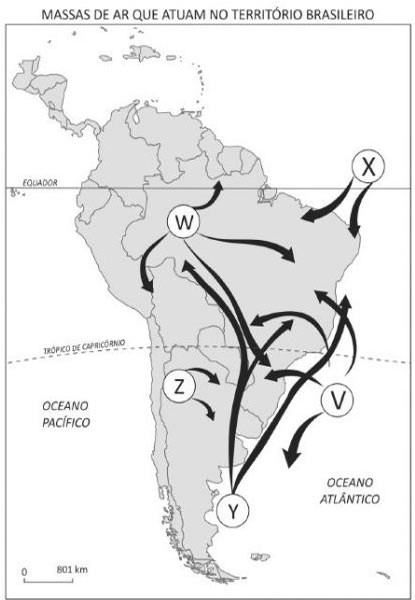fuvest O Brasil possui um território extenso, com 92% pertencentes à zona intertropical. As massas de ar que atuam em território brasileiro possuem influências oceânicas e continentais.